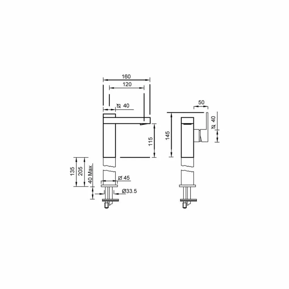 Waschbeckenmischer mit Seitenhebel Made in Italy - Panela Viadurini