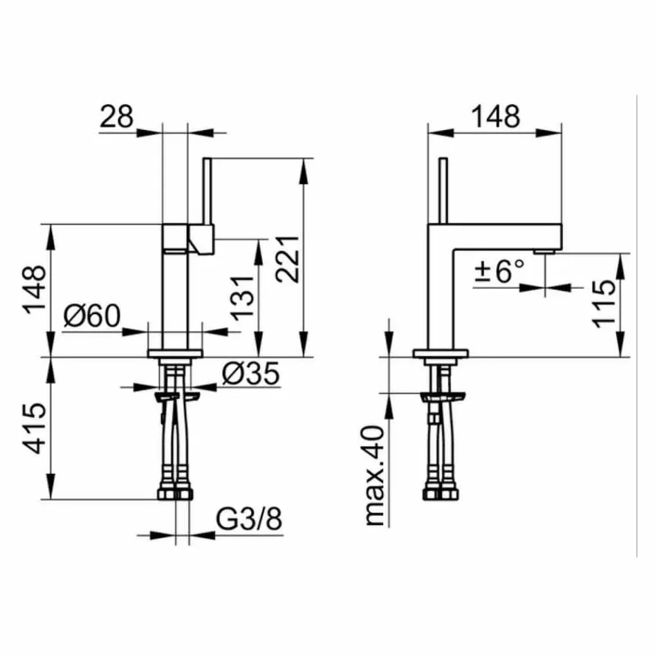 Moderner Waschbeckenmischer aus verchromtem Metall - Girino Viadurini