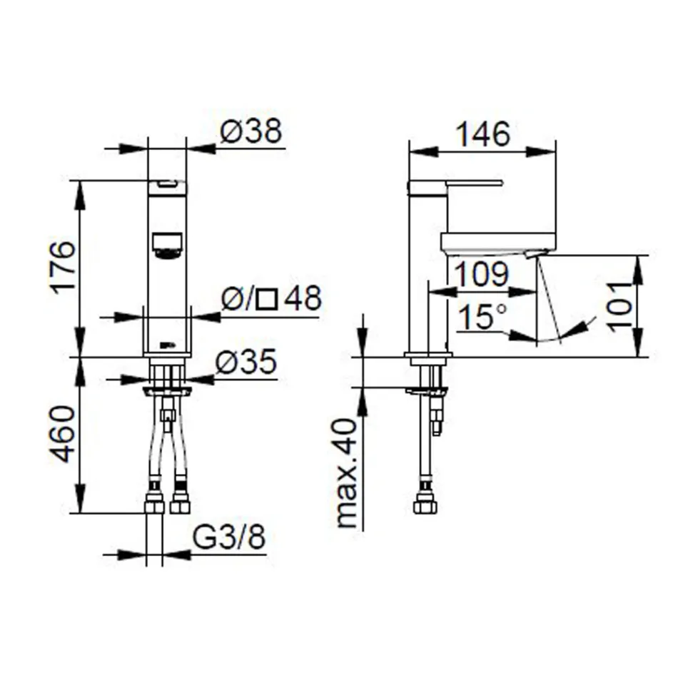 Einhebel-Waschtischmischer mit flachem Design aus verchromtem Messing - Agenore Viadurini