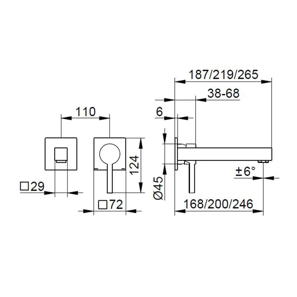 Einhebel-Wandwaschtischmischer aus Messing - Erik Viadurini