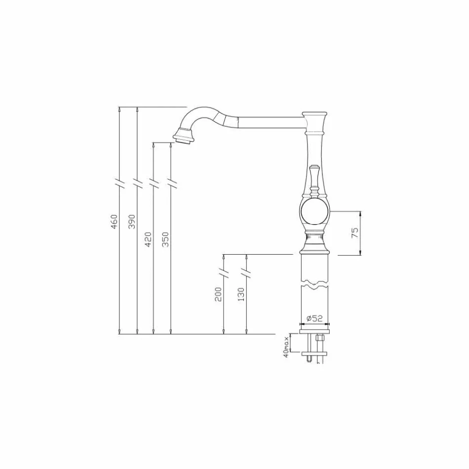 Hochläufiger Waschbeckenmischer 13 cm Verlängerung Made in Italy - Neno Viadurini