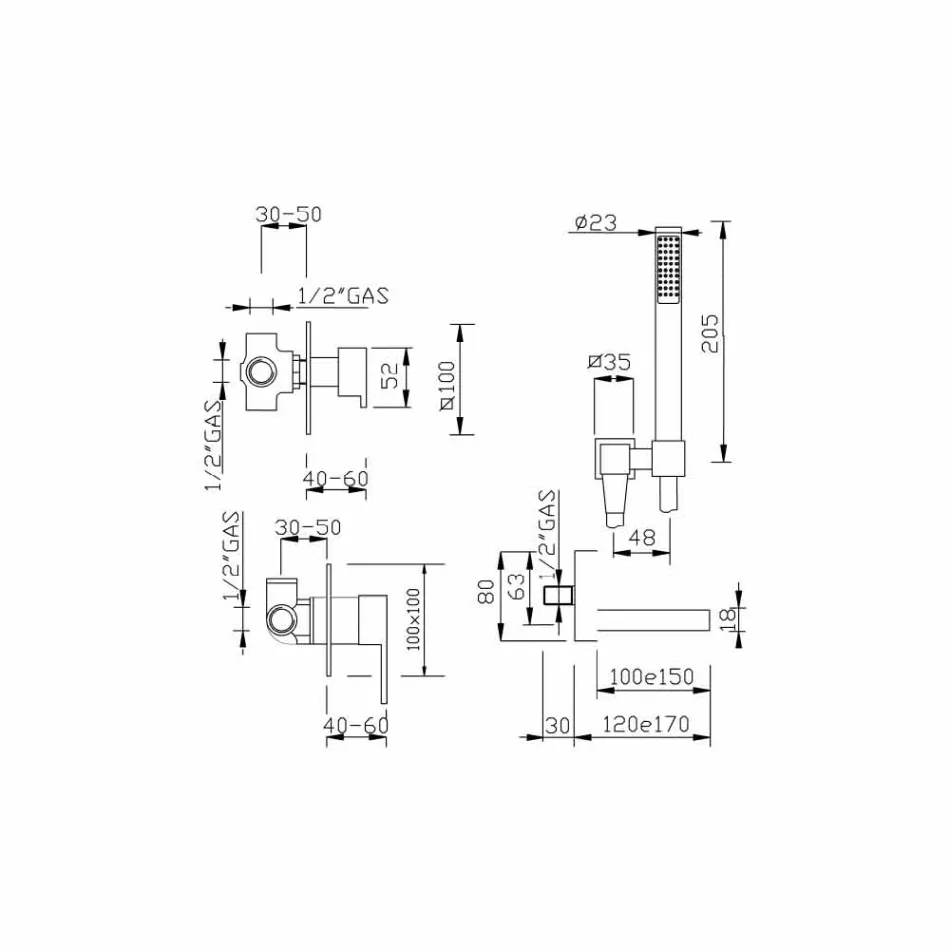Made in Italy Design Eingebauter Badewannenmischer - Bibo Viadurini