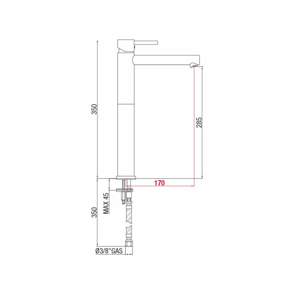 Erweiterter Messing-Waschtischmischer ohne Abfluss Made in Italy - Ermia Viadurini