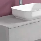 Abgehängte Badezimmermöbel mit Waschbecken, Design in 4 Ausführungen - Paoletto Viadurini