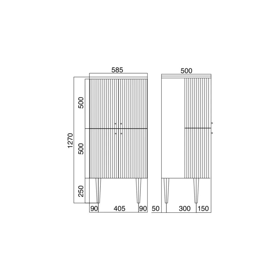 Badezimmerschrank mit vier Türen, die 3 Regale schließen, hergestellt in Italien – Candy Viadurini