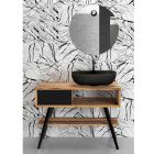 Moderner schwarzer Badezimmerschrank aus natürlichem Teakholz mit Schubladen - Benoit Viadurini