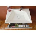 Badezimmerschrank mit Waschbecken und Spiegel, modernes Design aus weißem Holz und Harz - Fausta Viadurini