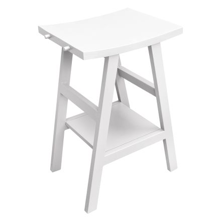 Design-Badezimmerschrank aus natürlichem Teakholz mit mattweißer Platte und Stütze - Raomi Viadurini