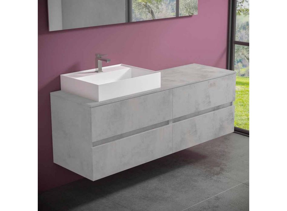 Badezimmerschrank in modernem Design mit Waschbecken für die rechte oder linke Arbeitsplatte 4 - Alchimeo Viadurini
