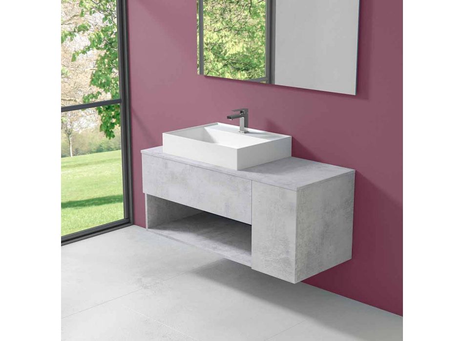 Badezimmerschrank mit hängendem Design und modernem Arbeitsplattenwaschbecken - Pistillo Viadurini