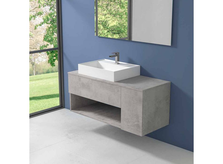 Badezimmerschrank mit hängendem Design und modernem Arbeitsplattenwaschbecken - Pistillo