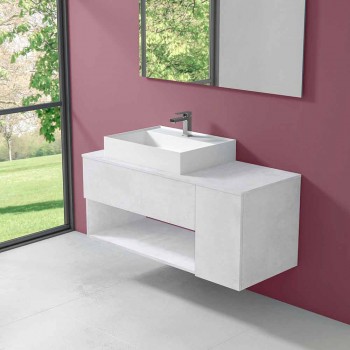 Badezimmerschrank mit hängendem Design und modernem Arbeitsplattenwaschbecken - Pistillo