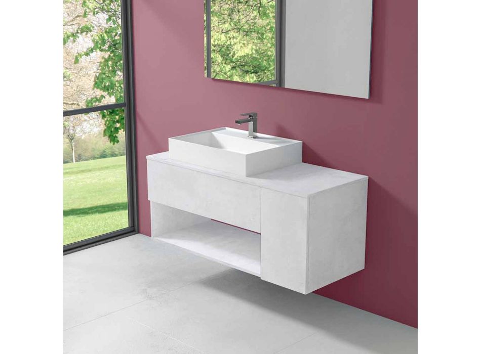 Badezimmerschrank mit hängendem Design und modernem Arbeitsplattenwaschbecken - Pistillo Viadurini