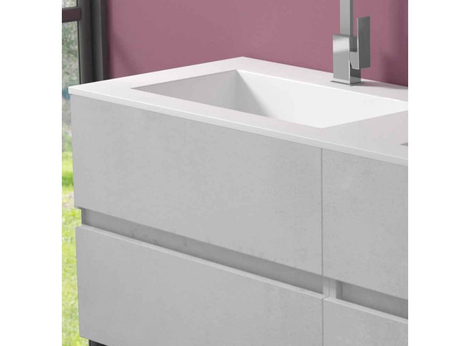 Doppelwaschbecken Badezimmerschrank, modernes Design in 4 Ausführungen aufgehängt - Doublet
