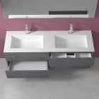 Doppelwaschbecken Badezimmerschrank, modernes Design in 4 Ausführungen aufgehängt - Doublet Viadurini