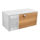 100 cm Wand-Badezimmerschrank aus 8 mm gehärtetem Glas und europäischer Eiche – Excelsior Viadurini