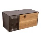 100 cm Wand-Badezimmerschrank aus 8 mm gehärtetem Glas und europäischer Eiche – Excelsior Viadurini