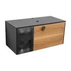 100 cm Wand-Badezimmerschrank aus 8 mm gehärtetem Glas und europäischer Eiche – Excelsior Viadurini