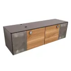 160 cm Wand-Badezimmerschrank aus 8 mm gehärtetem Glas und europäischer Eiche – Excelsior Viadurini