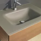 Hängender Badezimmerschrank mit Spiegel aus Metall, Holz und Luxuskristall - Renga Viadurini