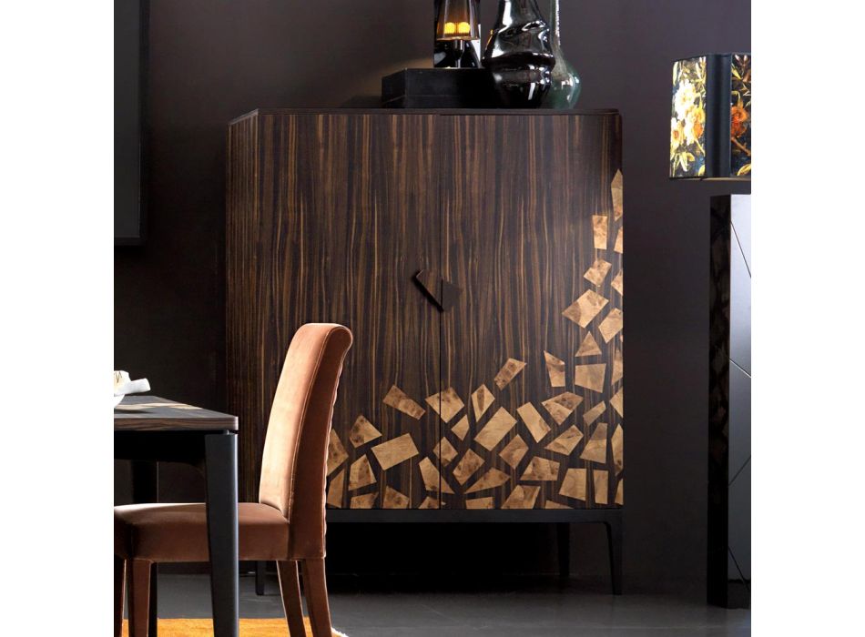 Design Barmöbel mit 2 Türen Grilli Zarafa in Italien hergestellt, aus Ebenholz Viadurini