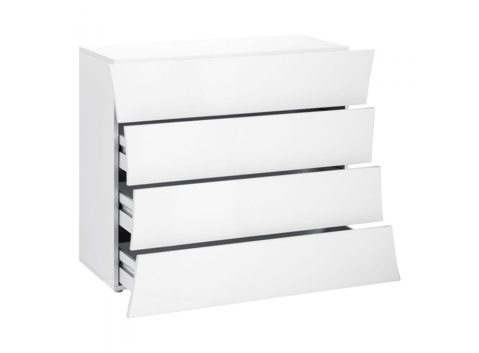 Mobile weiße Schublade 4 Schubladen Design aus nachhaltigem Holz - Sabine Viadurini