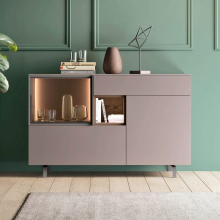 Eingangs- oder Wohnzimmer-Sideboard aus ökologischem Holz und Luxusglas - Bruno Viadurini