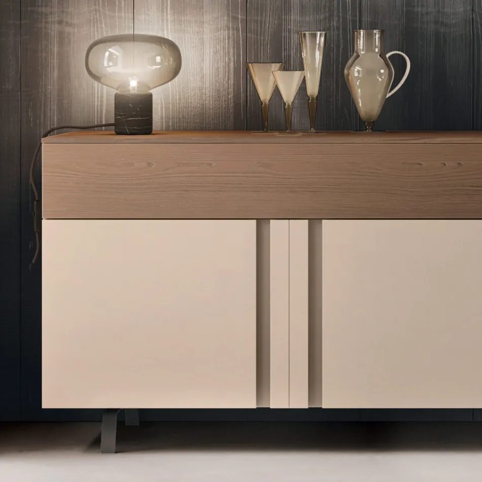 Wohnzimmer-Sideboard aus ökologischem Holz mit Luxus-Schubladen - Serris Viadurini