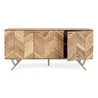 Mobiles Sideboard aus Akazienholz 3 Türen Ethnisches Design Homemotion - Carla Viadurini