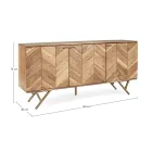 Mobiles Sideboard aus Akazienholz 3 Türen Ethnisches Design Homemotion - Carla Viadurini