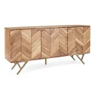 Mobiles Sideboard aus Akazienholz 3 Türen Ethnisches Design Homemotion - Carla Viadurini