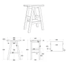 Badezimmerschrank aus Teakholz mit halbgebogener Platte und praktischer blauer Ablage - Raomi Viadurini