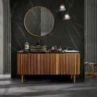 Handgefertigter Badezimmerschrank aus massivem Teakholz und Mahagoni – Heliconia Viadurini