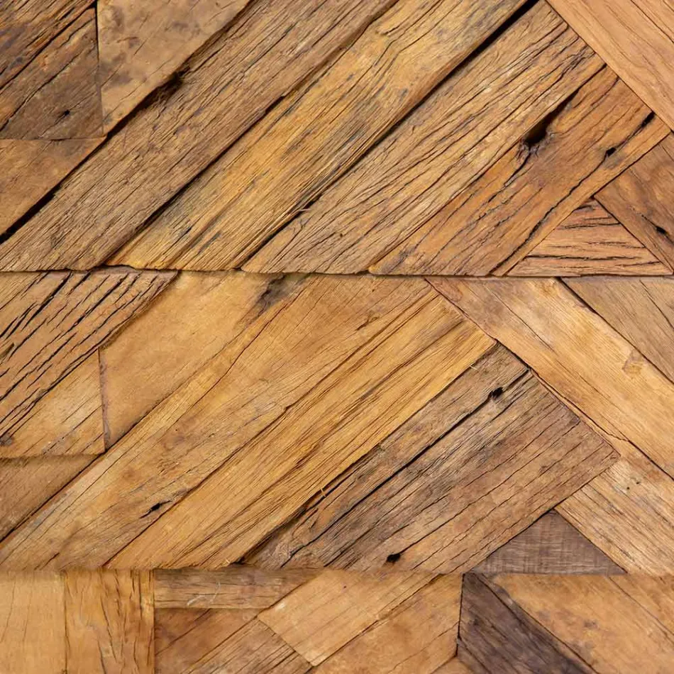 Schwarzer Metall-Wohnzimmerschrank mit 3 Holzschubladen - Wreck Viadurini