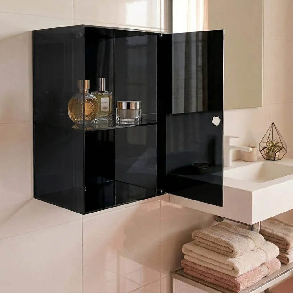 Wandmontierter Badezimmerschrank aus Plexiglas in 4 Farben, hergestellt in Italien - Ligea Viadurini