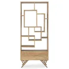 Bücherregal für Wohnzimmer aus Akazienholz und Homemotion-Schublade - Auriel Viadurini