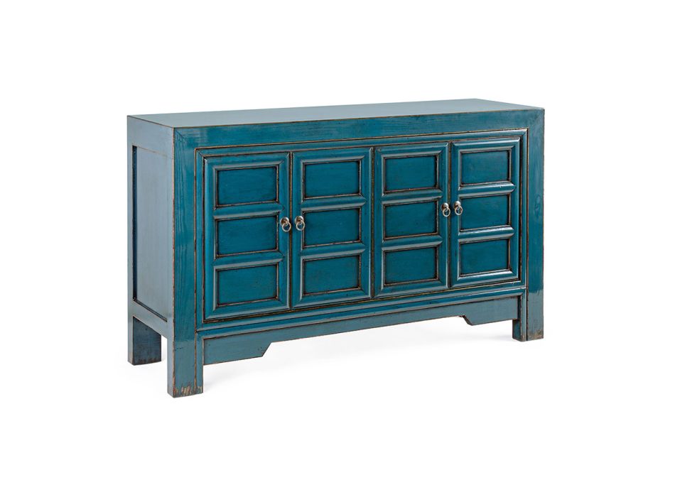 Mobiles Sideboard 4 Türen aus blauem Ulmenholz Vintage Design Homemotion - Konan Viadurini