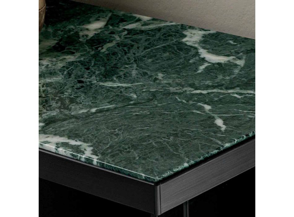 Wohnzimmer-Sideboard aus Rauchglas und grünem oder rotem Marmor mit Led - Leonarda Viadurini