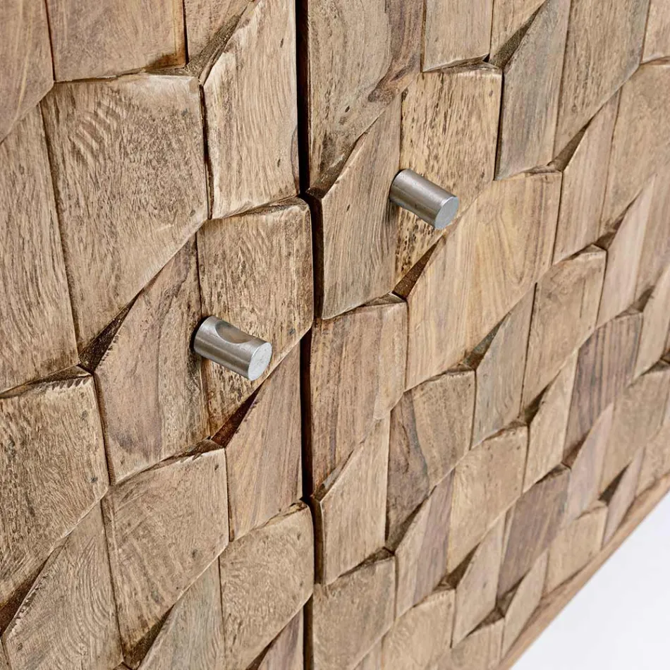 Möbel-Sideboard im Sheesham-Holz-Design mit 4 Türen Homemotion - Fregene Viadurini