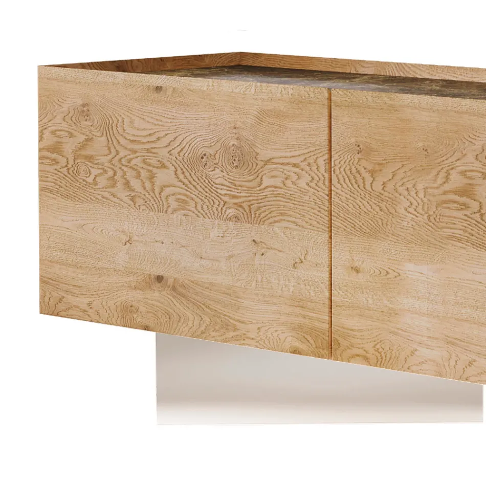 TV-Schrank mit 3 Türen mit Sockel aus gehärtetem Glas Made in Italy - Soraya Viadurini