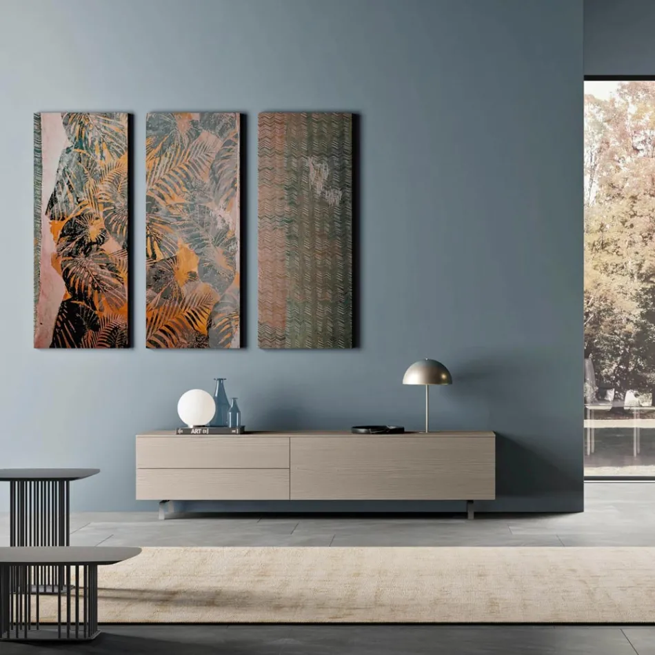 Niedriger TV-Schrank aus ökologischem Holz 1 Tür und 2 Luxus-Schubladen - Bruno Viadurini