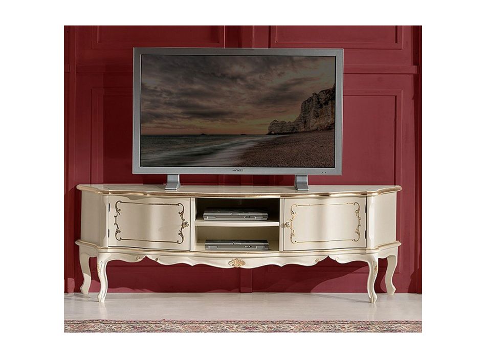Klassisches TV-Möbel aus Holz mit Türen und Fächern Made in Italy - Leonor Viadurini
