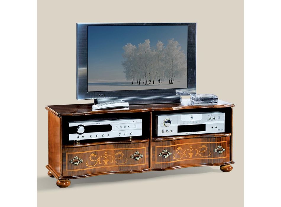 Klassischer TV-Ständer aus luxuriösem Walnussholz Made in Italy - Prince Viadurini