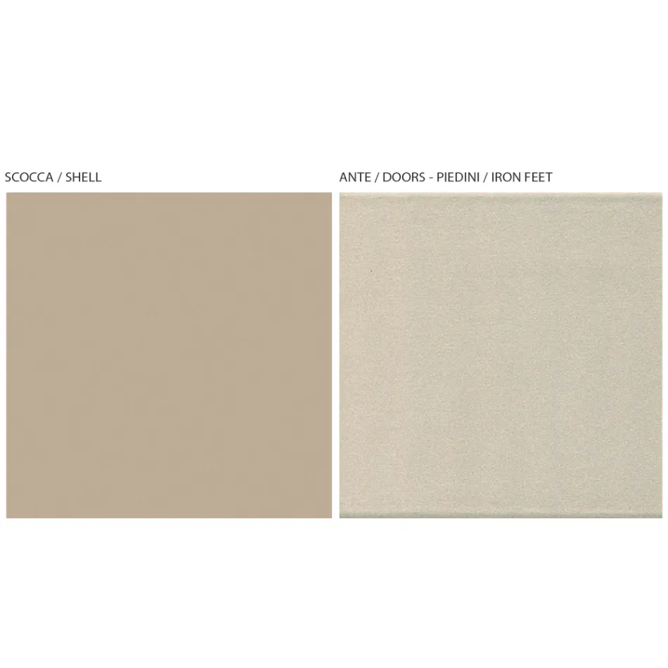 TV-Schrank mit 2 Türen und 1 Schublade in Nickel- und Carbon-Finish – Inga Viadurini