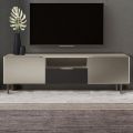 TV-Schrank mit 2 Türen und 1 Schublade in Nickel- und Carbon-Finish – Inga