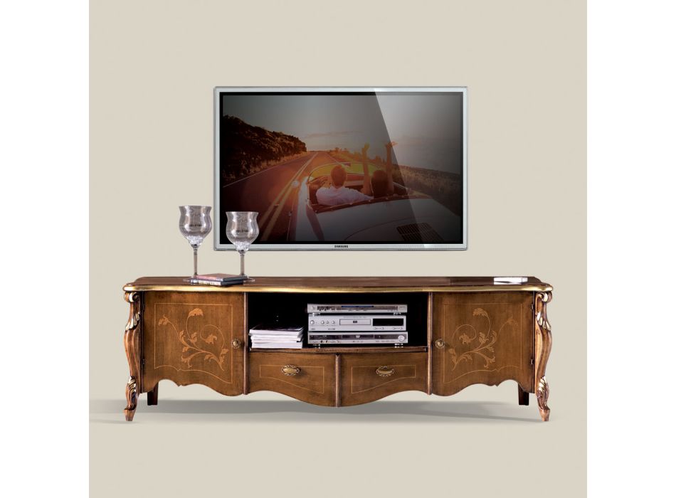 TV-Schrank mit 2 Türen und 2 Holzschubladen Made in Italy - Caligola Viadurini