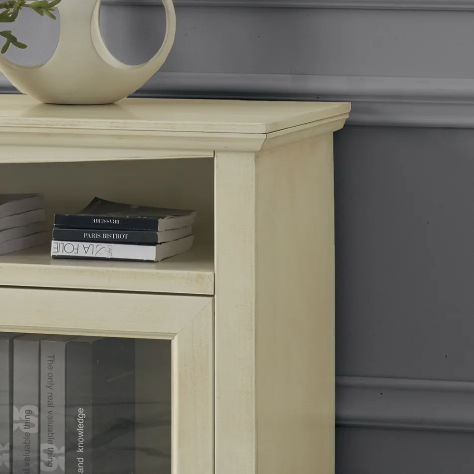 TV-Ständer mit 2 Türen und 3 offenen Fächern, hergestellt in Italien – Ymir Viadurini