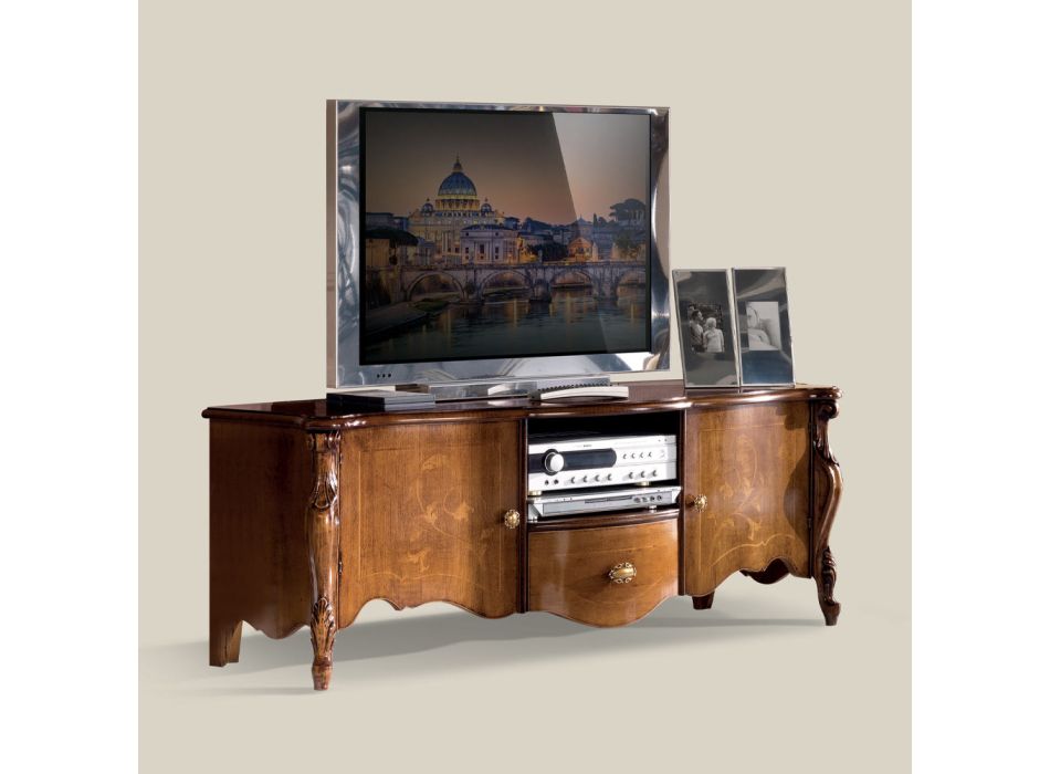 TV-Schrank mit 2 Türen und Holzschublade Made in Italy - Caligola Viadurini