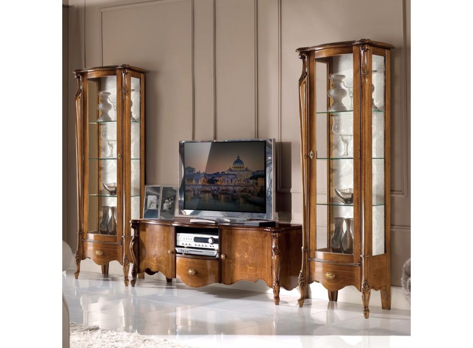 TV-Schrank mit 2 Türen und Holzschublade Made in Italy - Caligola Viadurini