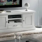 TV-Schrank mit 2 offenen Fächern und 2 weiß lackierten Türen, hergestellt in Italien – Atai Viadurini